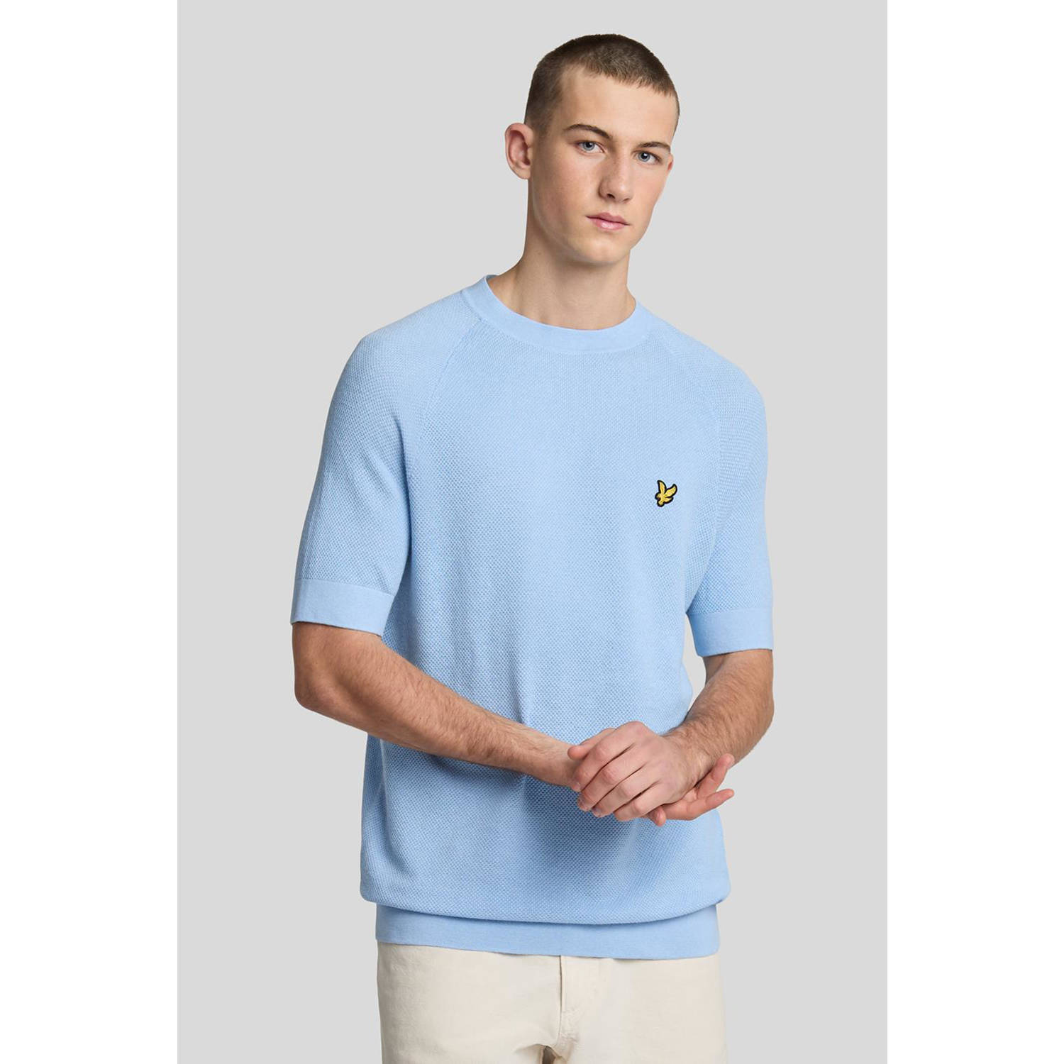 Lyle & Scott T-shirt gebreid blauw