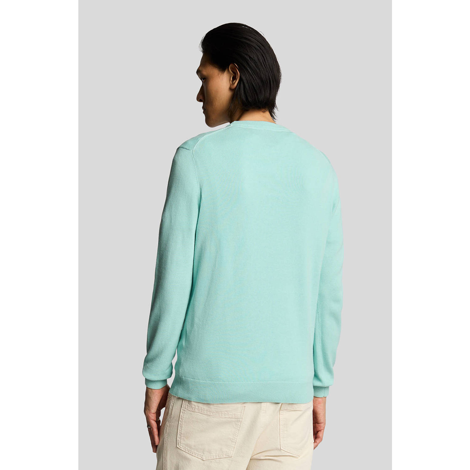 Lyle & Scott pullover fijn gebreid mintgroen