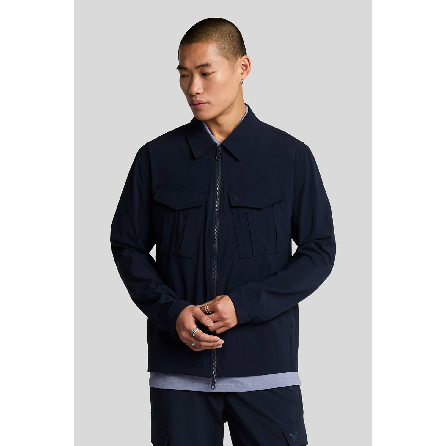 Lyle & Scott LS Geweven Shirts Nylon Zak Overshirt Blue Heren