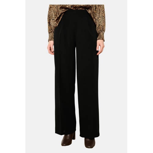 LOLALIZA wide leg regular waist broek zwart afbeelding