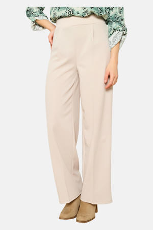 wide leg regular waist broek beige