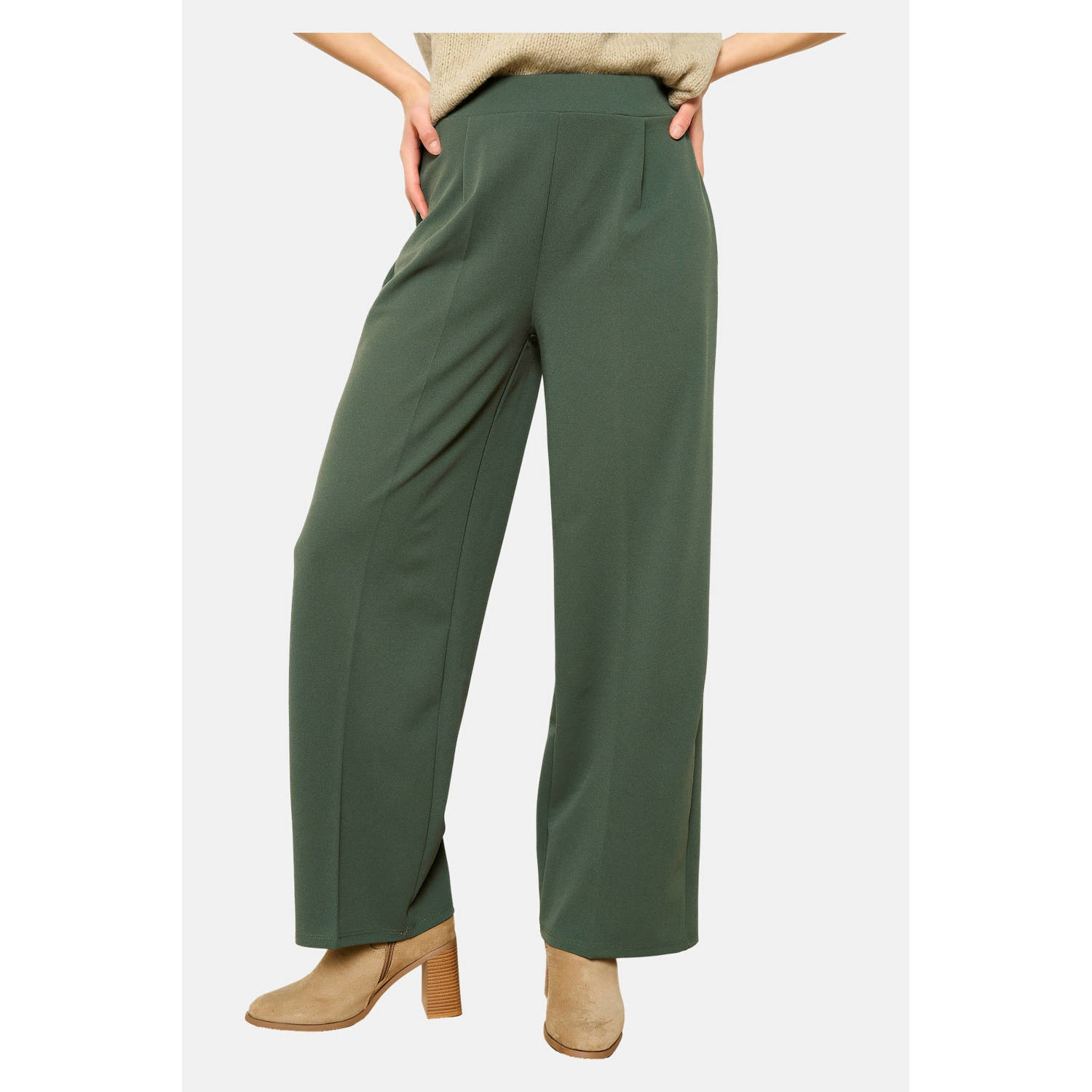 LOLALIZA wide leg regular waist broek kaki