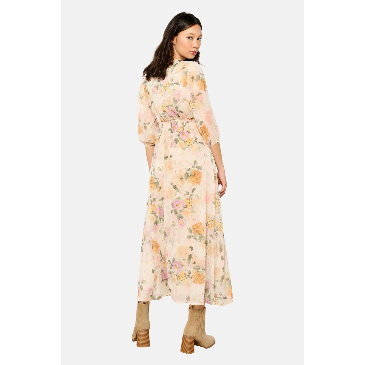 LOLALIZA midi jurk met glitter ecru
