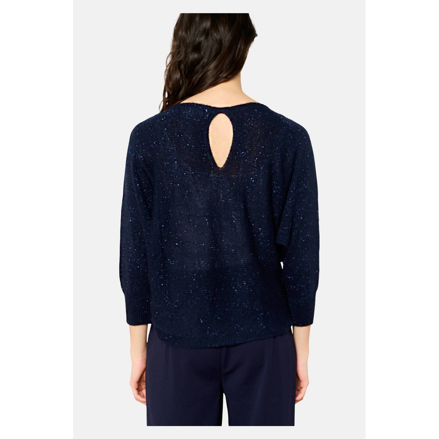LOLALIZA gebreide trui marine met glitter