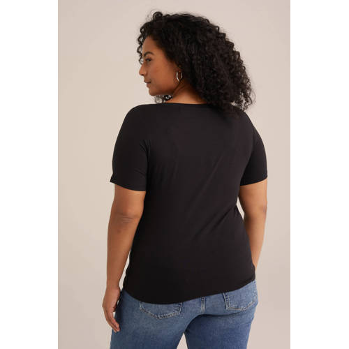 WE Fashion Curve T-shirt zwart afbeelding