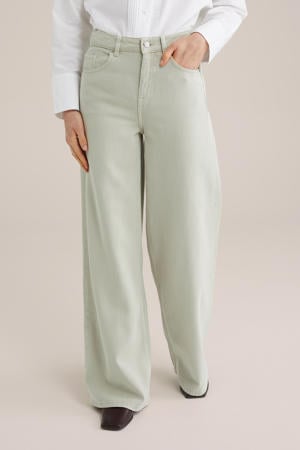 high waist wide leg jeans lichtgrijs