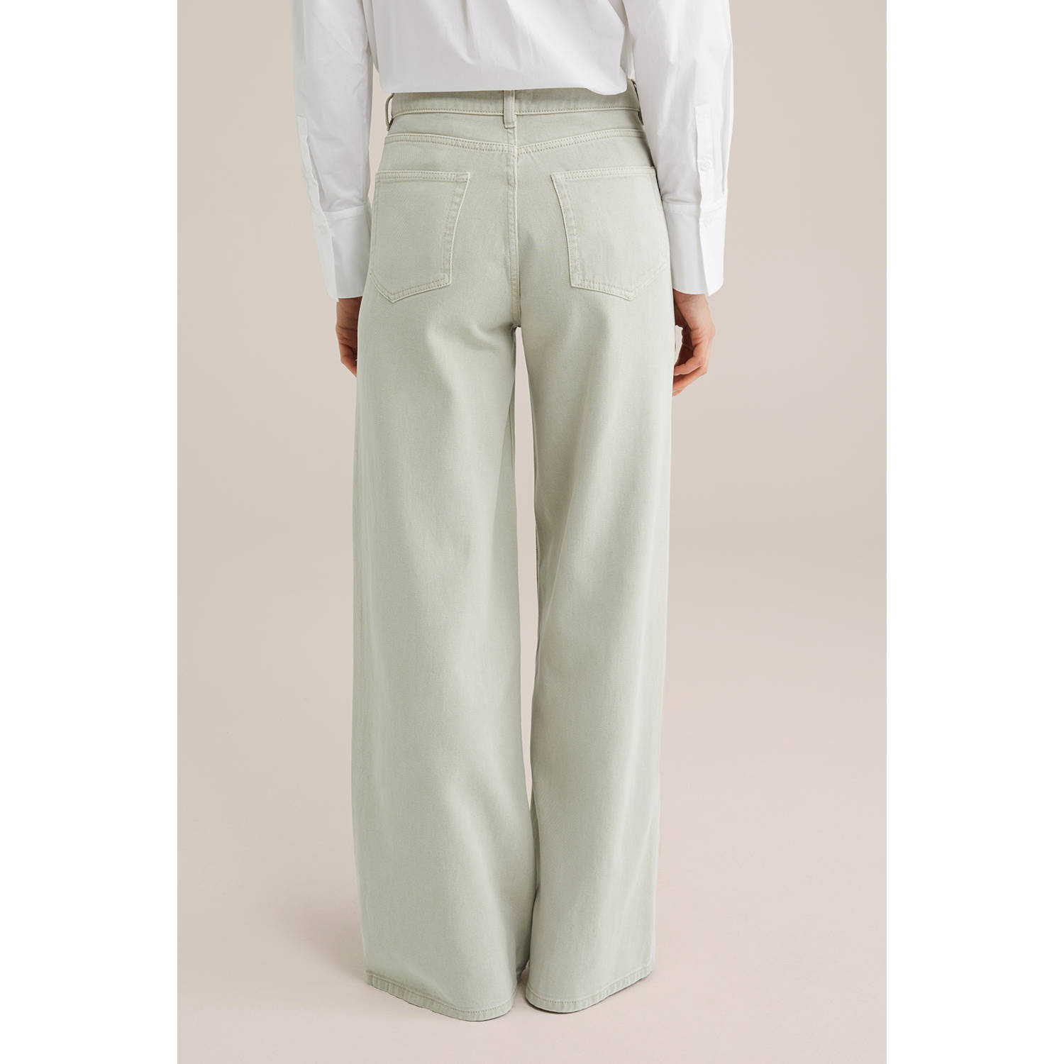 WE Fashion WE STUDIO high waist wide leg jeans lichtgrijs