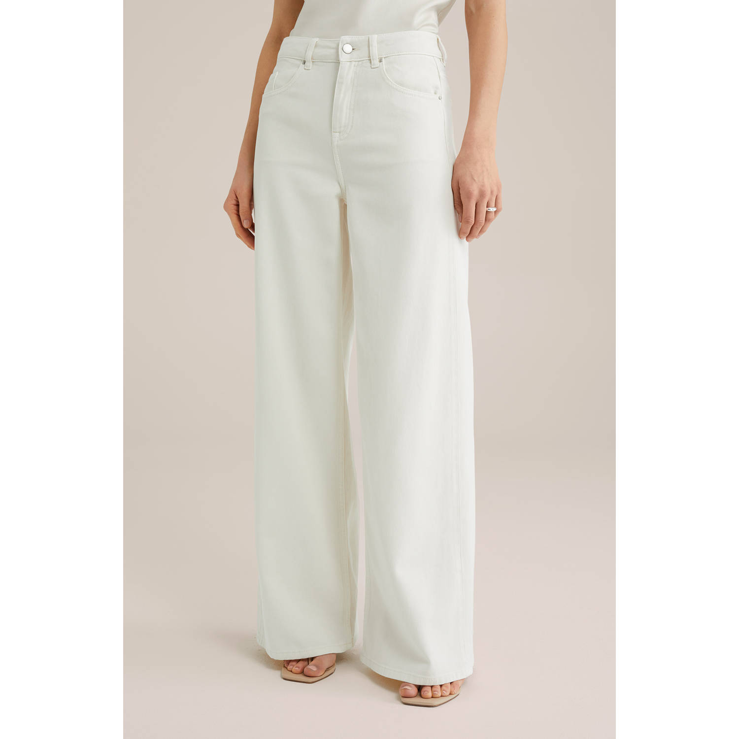 WE Fashion WE STUDIO high waist wide leg jeans ecru
