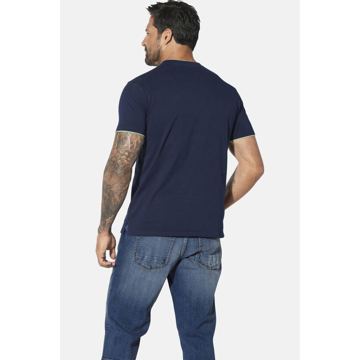 Jan Vanderstorm T-shirt HAKEJAN Plus Size donkerblauw
