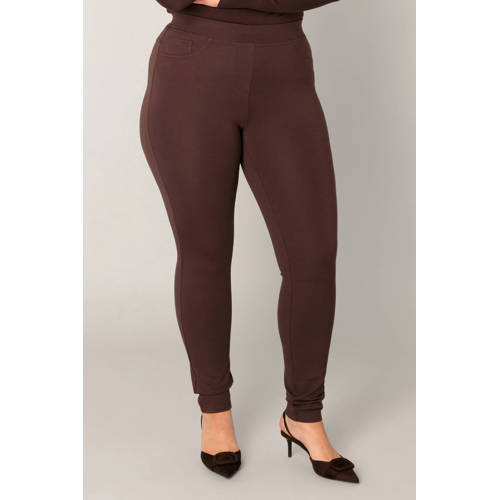 Base Level Curvy slim high waist broek donkerbruin afbeelding