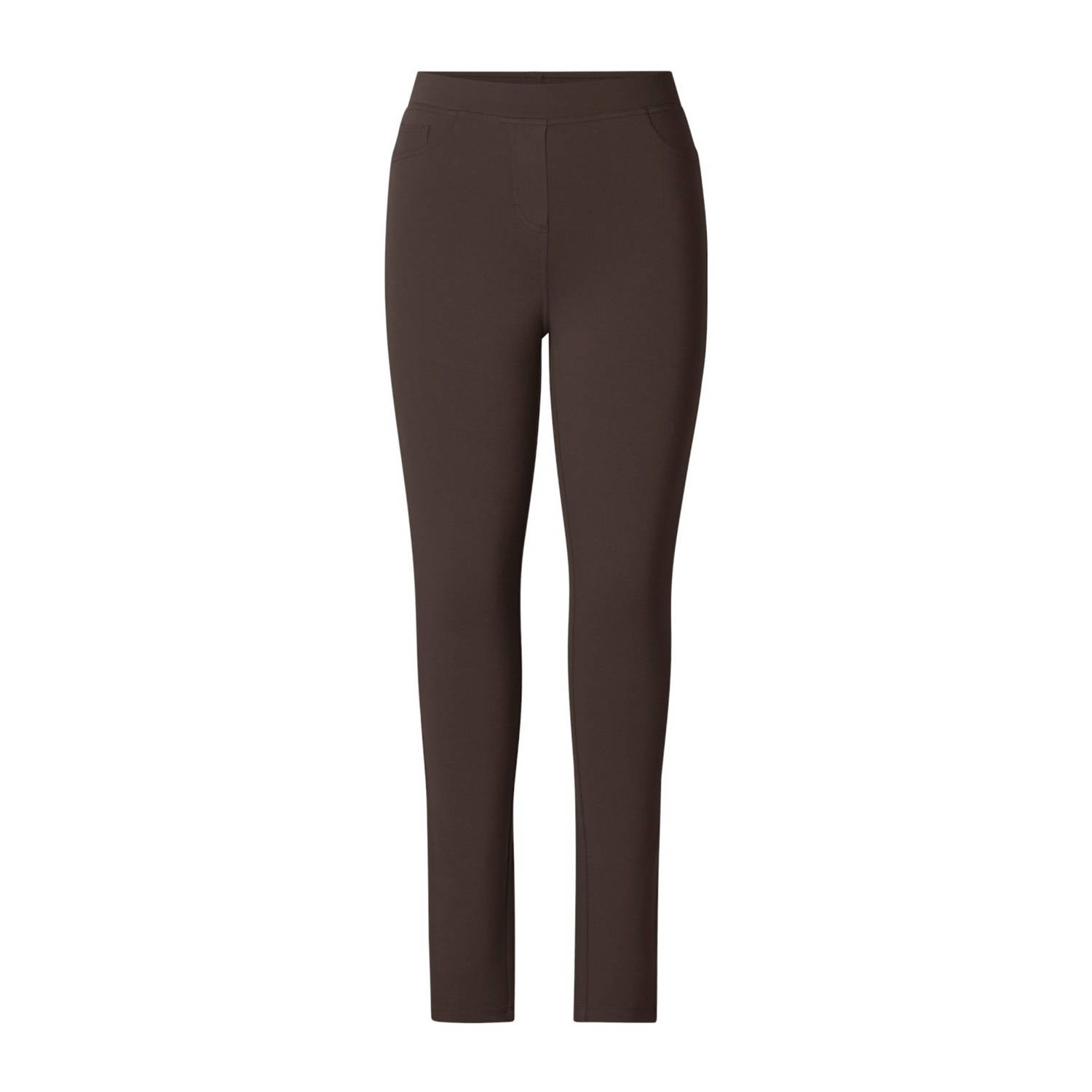 Base Level Curvy slim high waist broek donkerbruin
