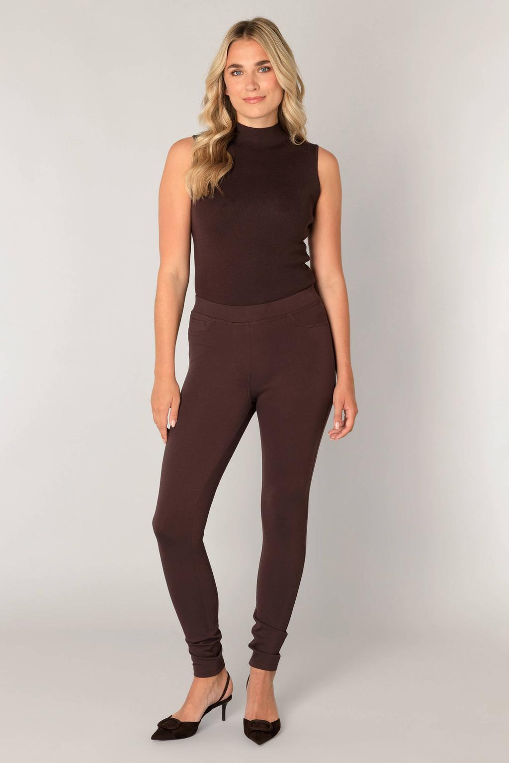 Base Level slim regular waist tregging donkerbruin
