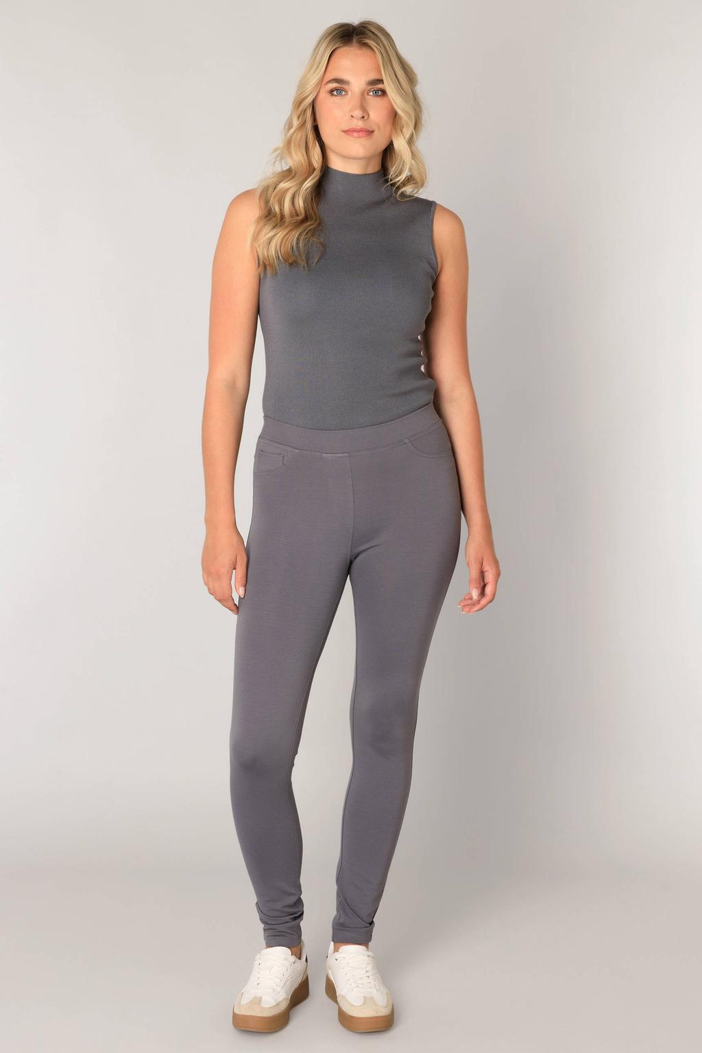 Base Level slim regular waist tregging grijs