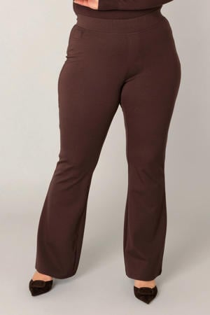flared regular waist flared broek donkerbruin