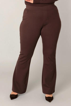 flared regular waist flared broek donkerbruin
