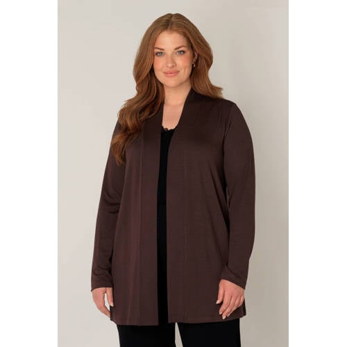 Base Level Curvy vest donkerbruin fijn gebreid afbeelding