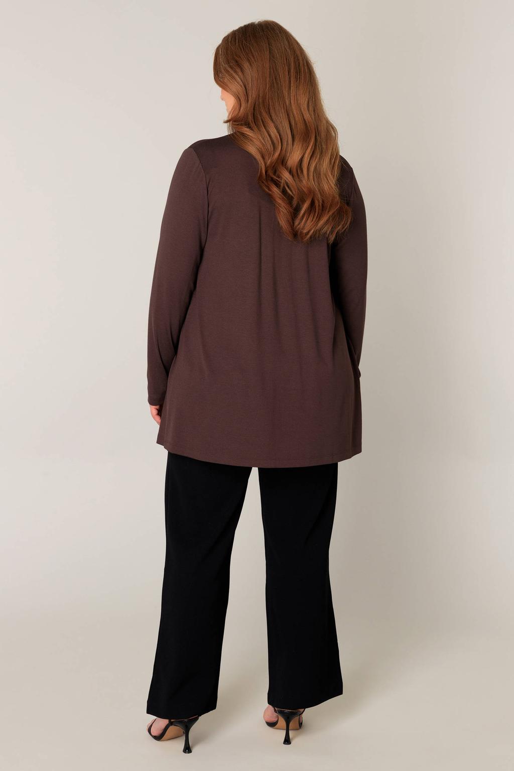 Donkerblauwe dames Base Level Curvy vest fijn gebreid met effen, lange mouwen en openvallende hals