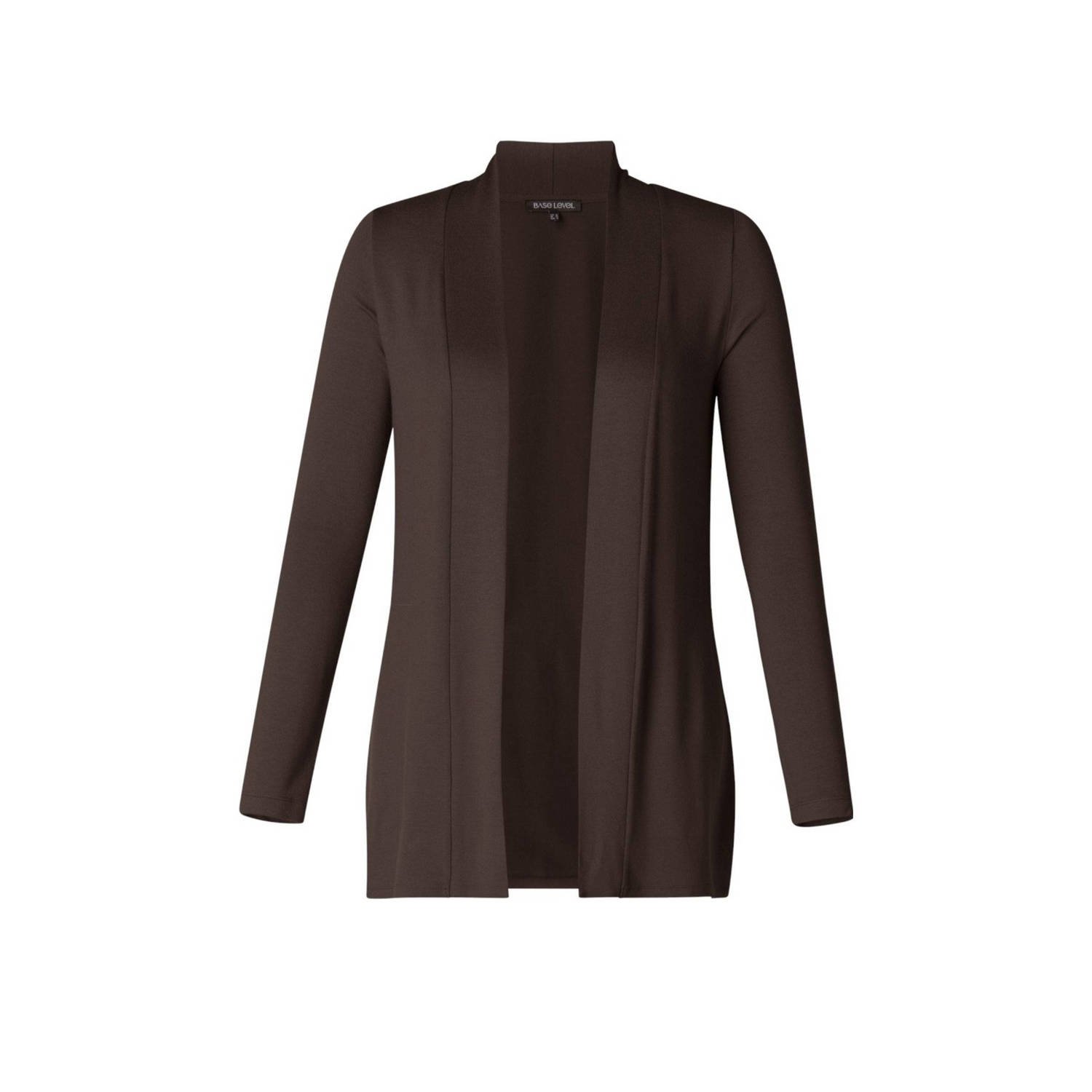 Base Level Curvy vest donkerbruin fijn gebreid
