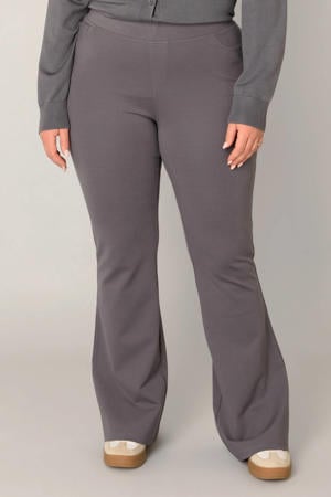 flared regular waist flared broek grijs