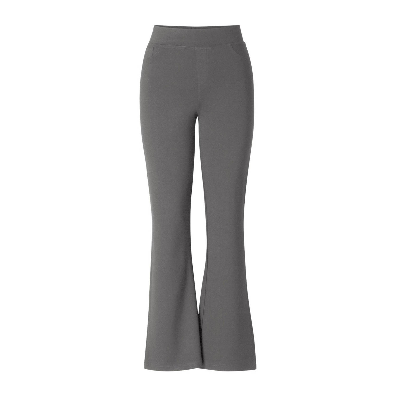 Base Level Curvy flared regular waist flared broek grijs