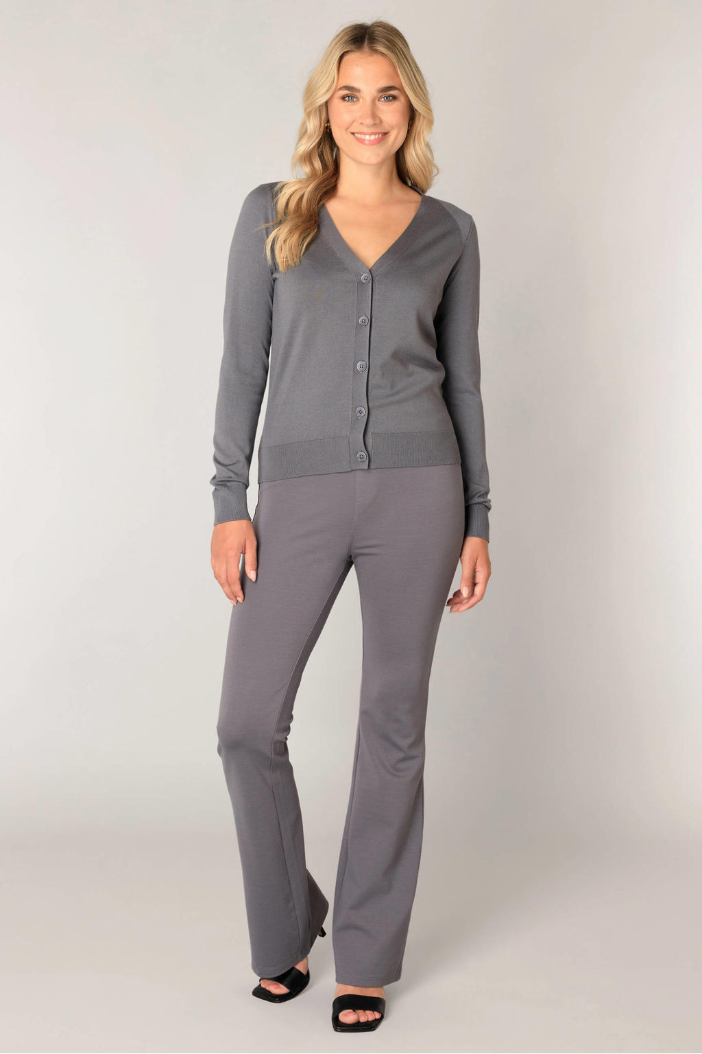 Base Level gebreid vest grijs