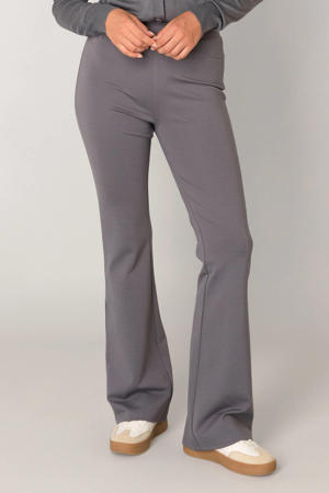 jersey flared high waist flared broek grijs