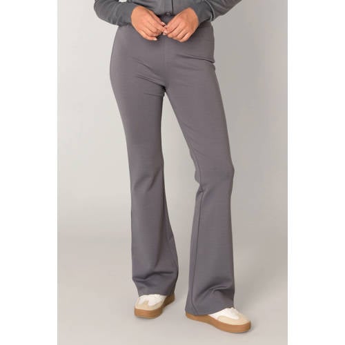 Base Level jersey flared high waist flared broek grijs afbeelding