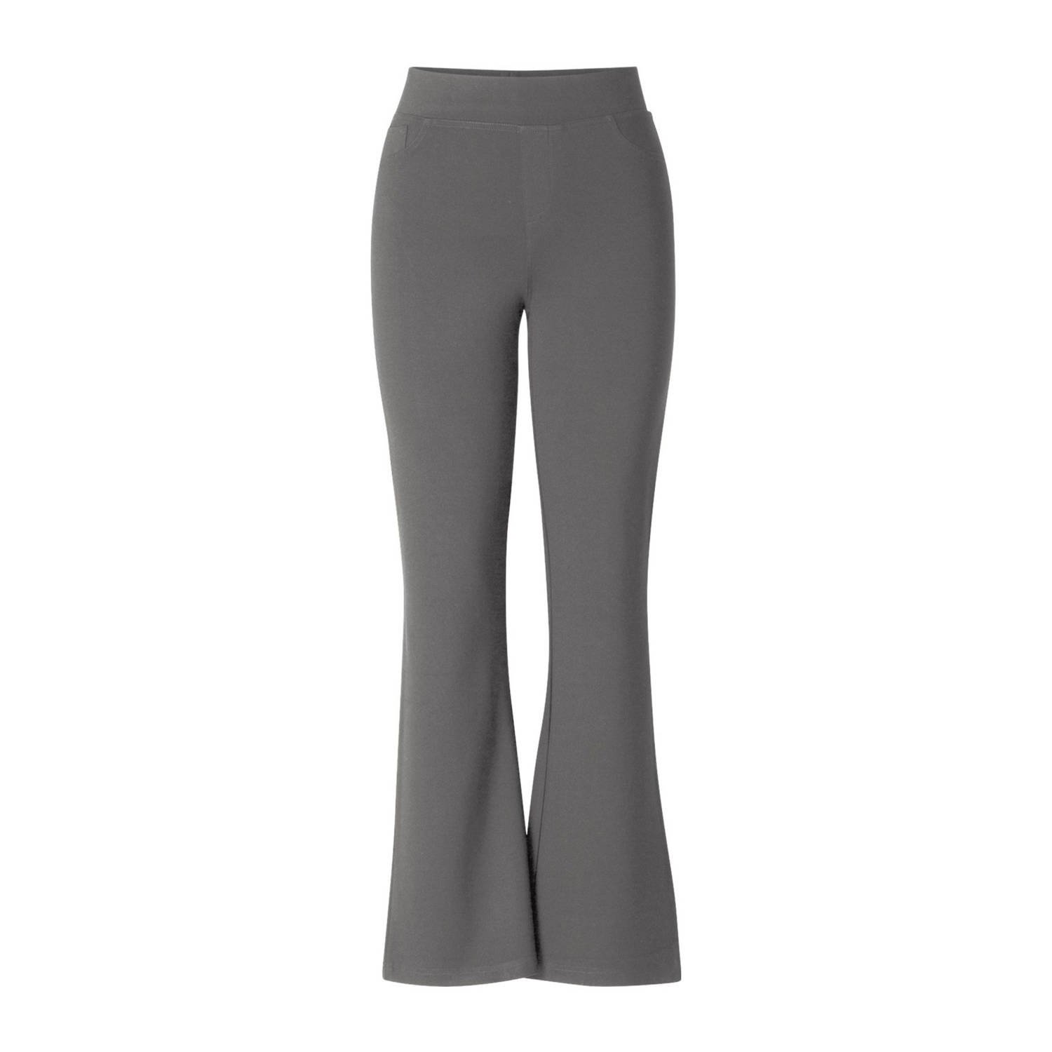 Base Level jersey flared high waist flared broek grijs