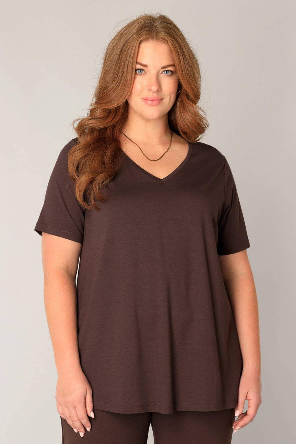 Base Level Curvy T-shirt donkerbruin