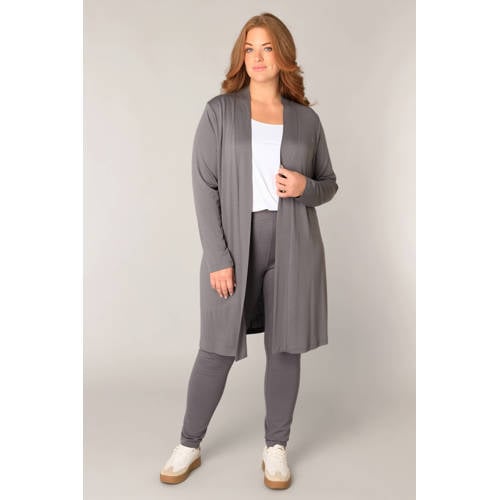 Base Level Curvy lang vest grijs fijn gebreid afbeelding