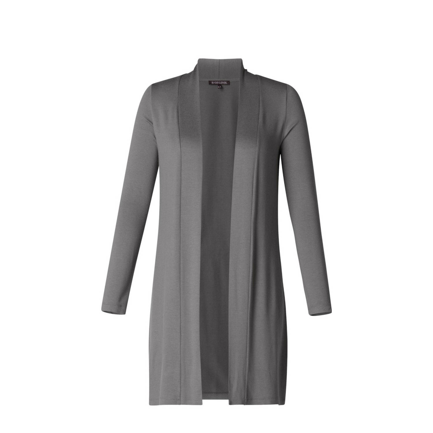 Base Level Curvy lang vest grijs fijn gebreid
