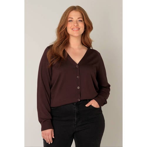 Base Level Curvy cardigan donkerbruin afbeelding