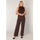 Base Level wide leg high waist broek donkerbruin