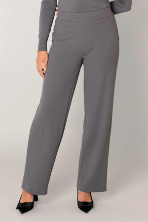 wide leg high waist broek grijs