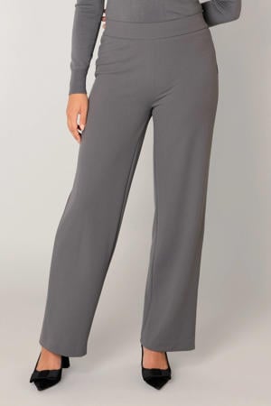 wide leg high waist broek grijs