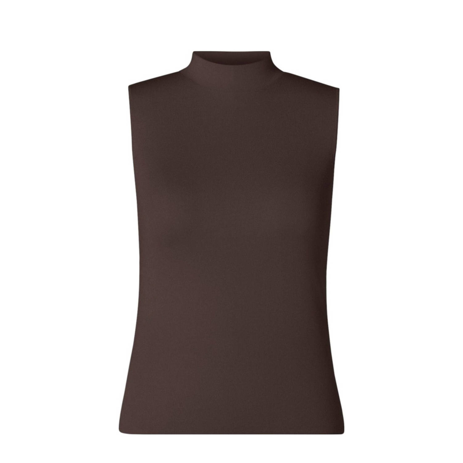 Base Level top rib gebreid donkerbruin