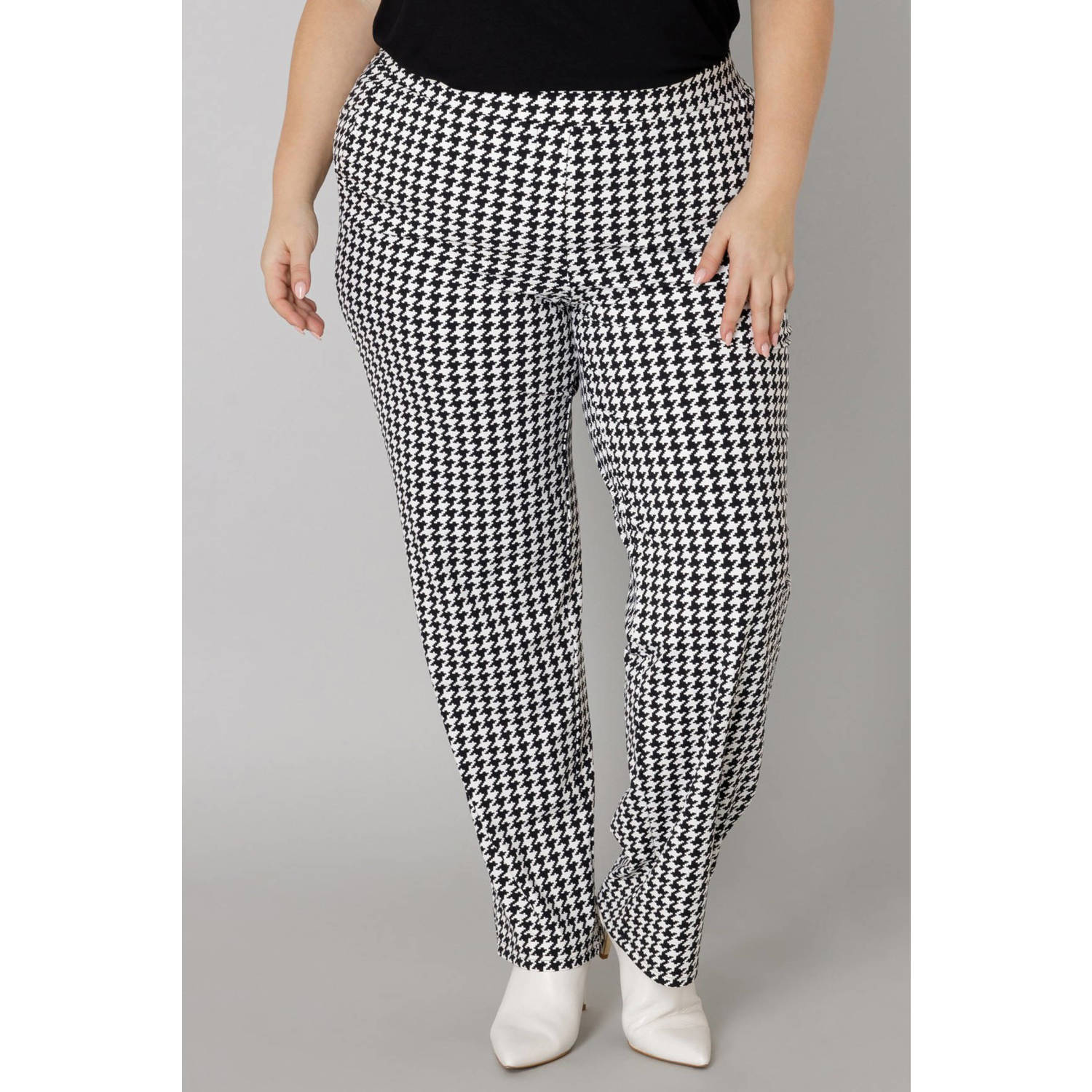 Colletta slim regular waist broek zwart