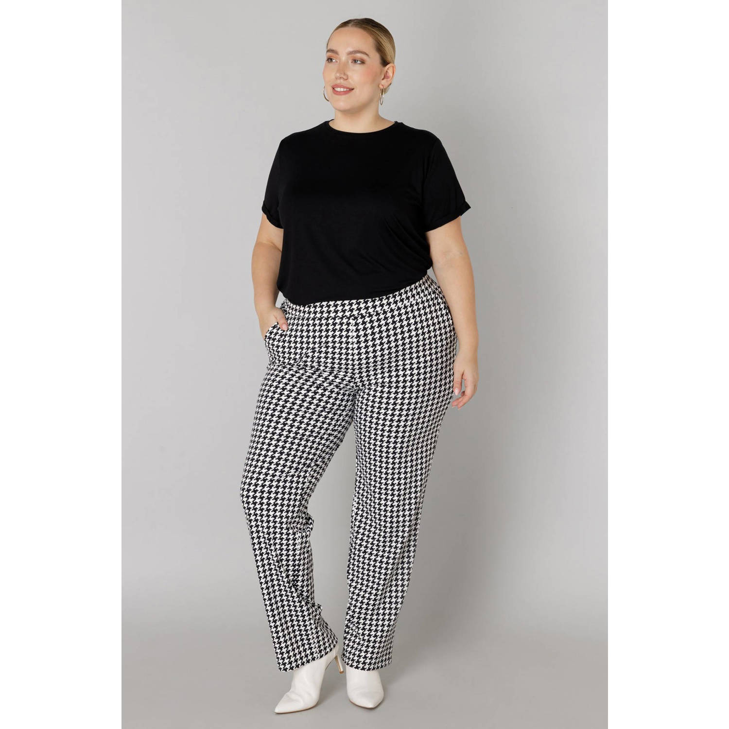 Colletta slim regular waist broek zwart