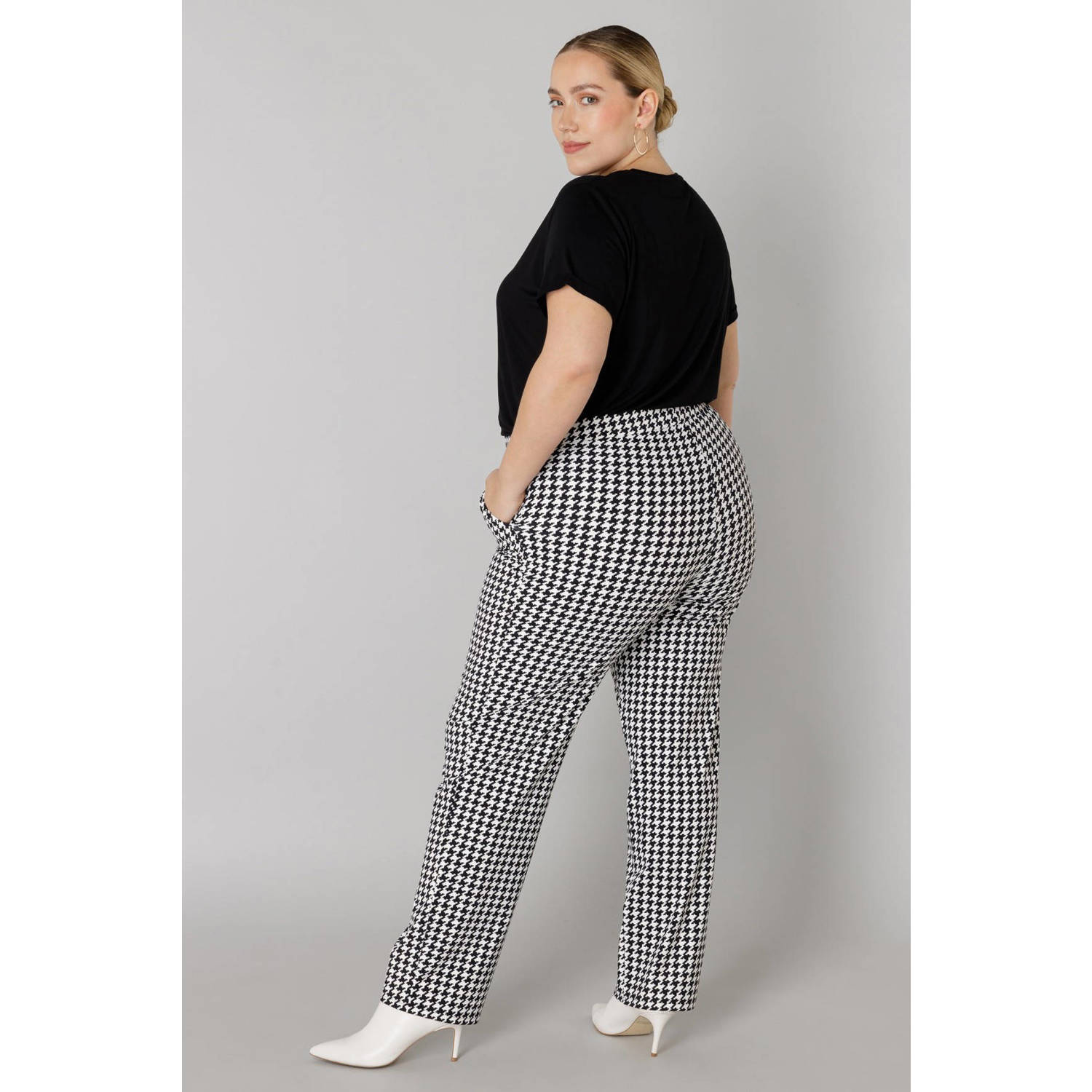Colletta slim regular waist broek zwart