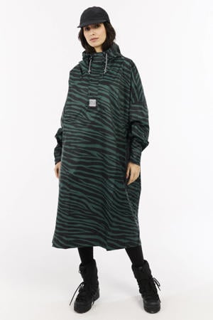regenjas Laugh groen/zebraprint