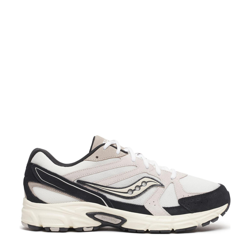 Wit, beige en zwarte heren Saucony Ride Millenium sneakers van textiel/imitatieleer met veters