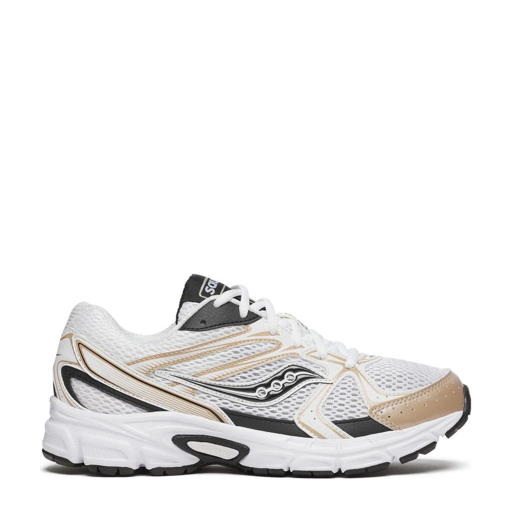 Wit, zwart en gouden unisex Saucony Ride Millenium sneakers van textiel/imitatieleer met veters