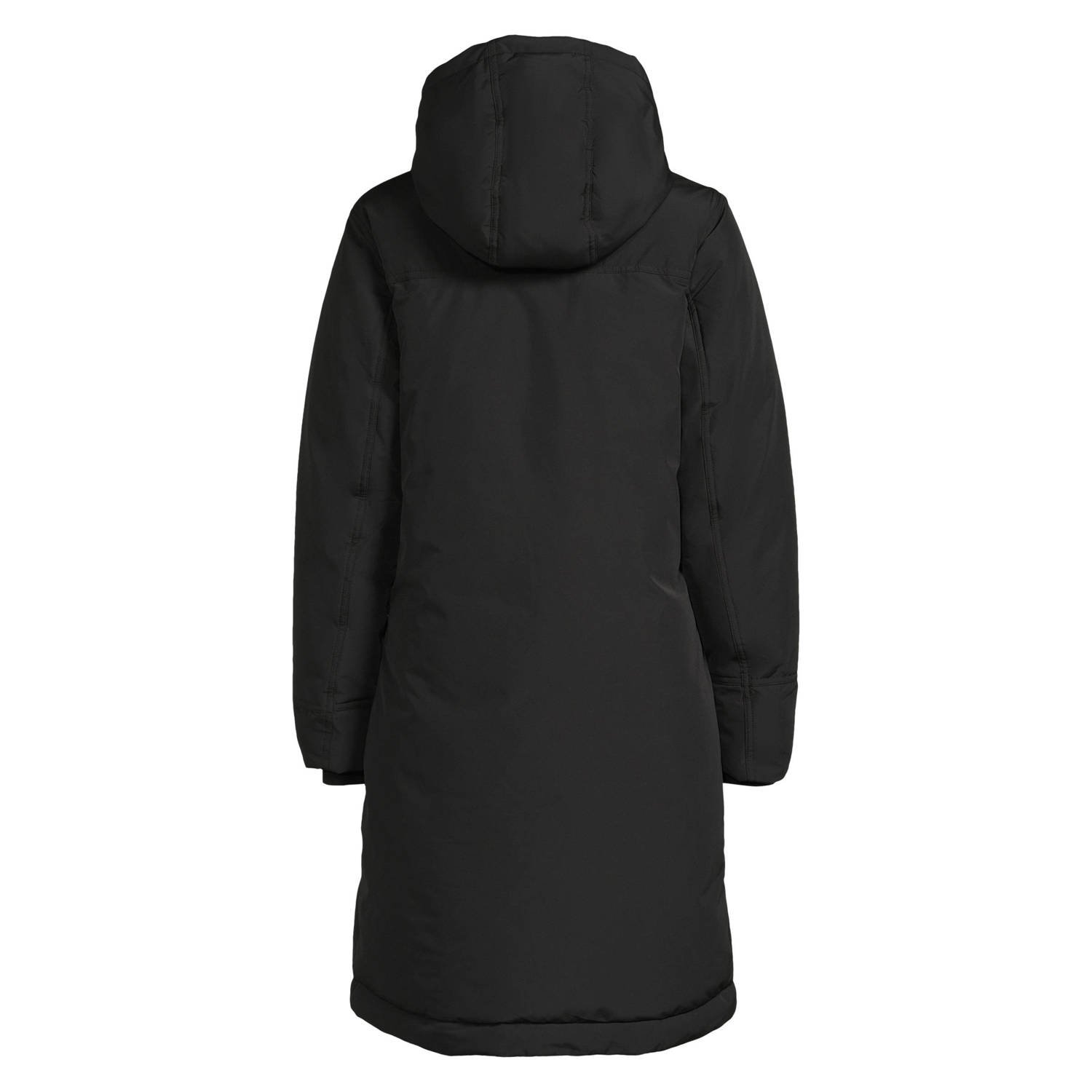 anytime lange parka zwart