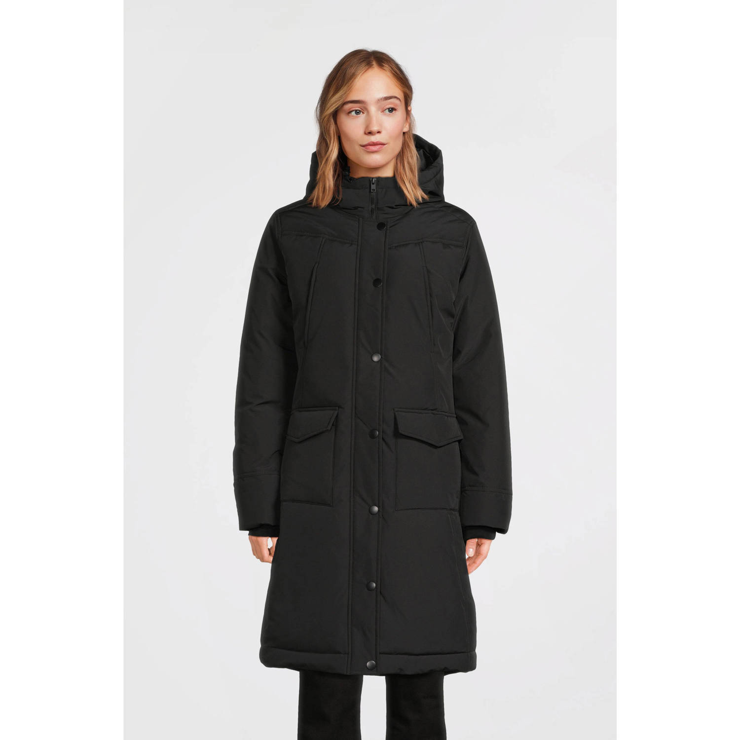 Anytime lange parka zwart