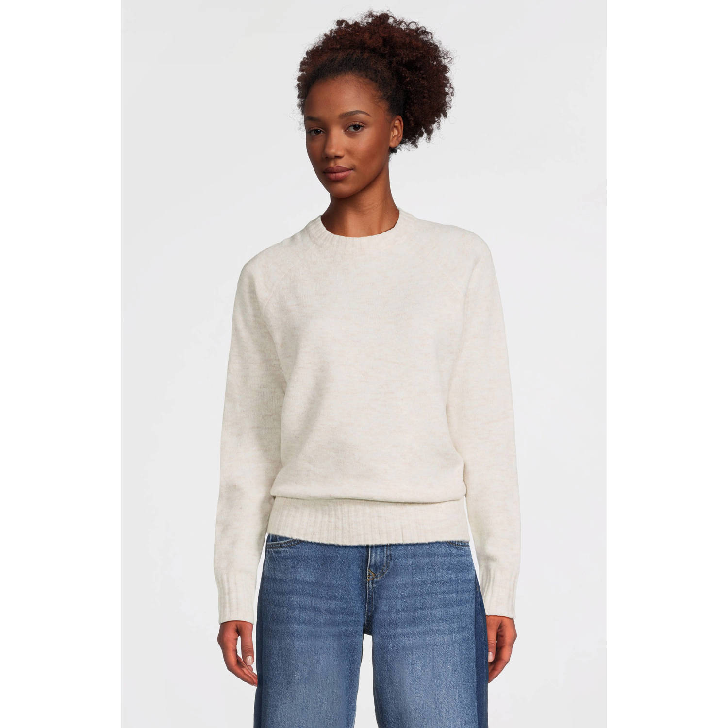 Anytime gebreide trui beige melange