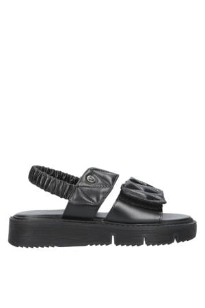 chunky leren sandalen zwart