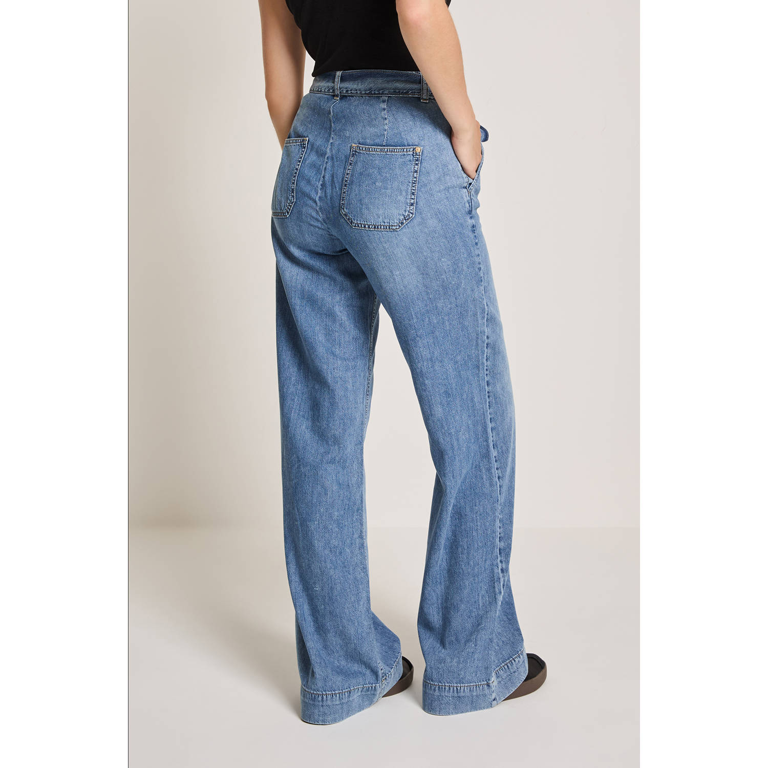 Para Mi high waist wide leg jeans medium blue denim