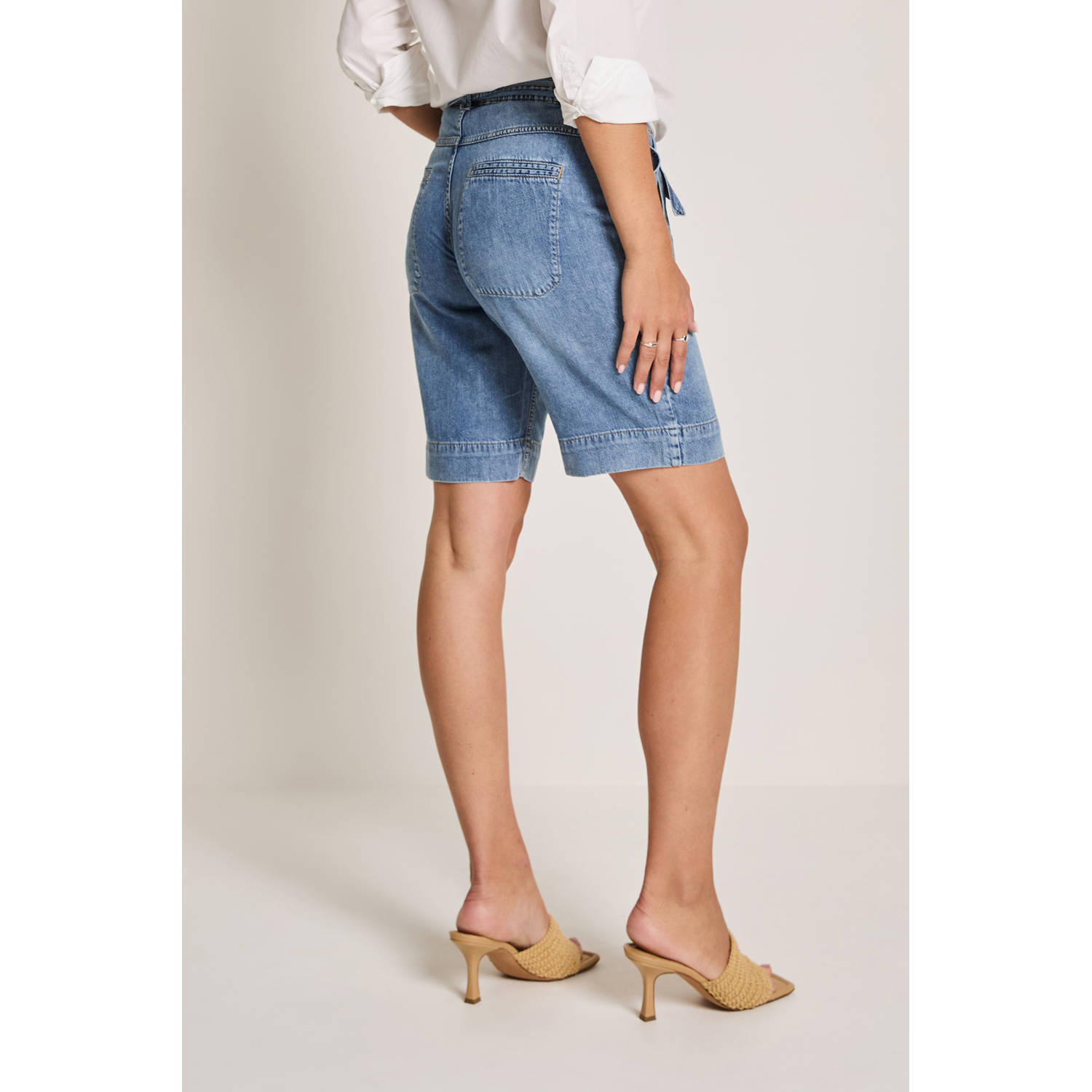 Para Mi straight high waist denim short medium blue denim