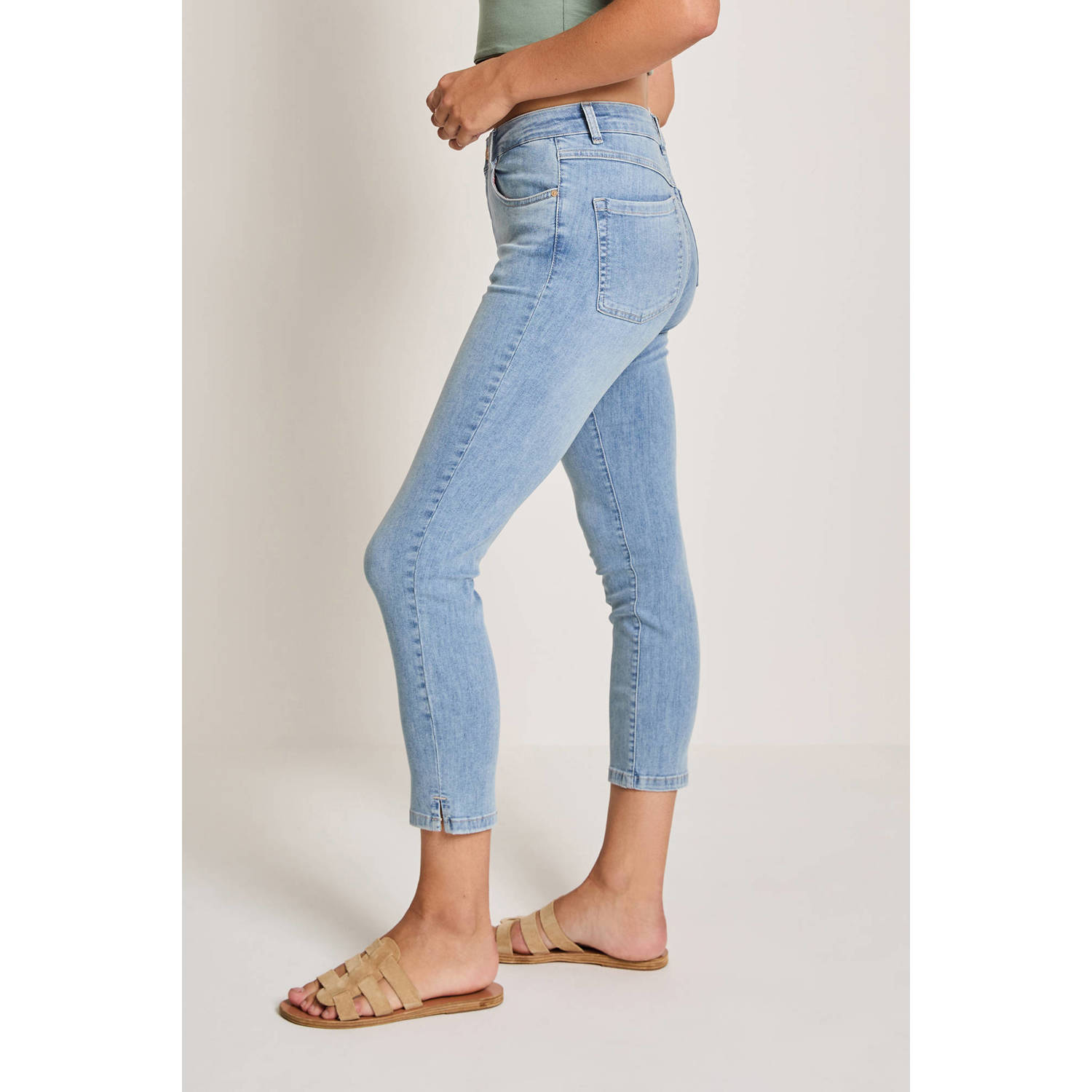 Para Mi slim high waist broek medium blue denim