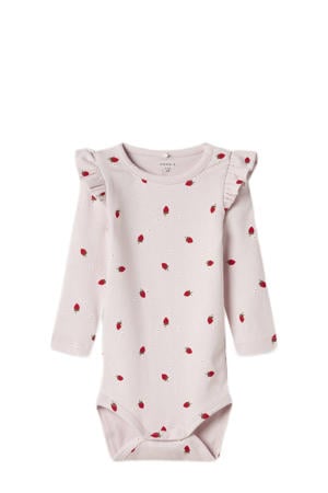romper NBFFILLY met ruches lichtroze/rood